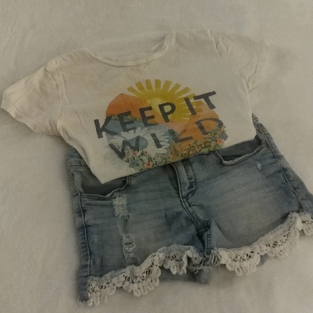 Denim Shorts and a shirt set girl size 10